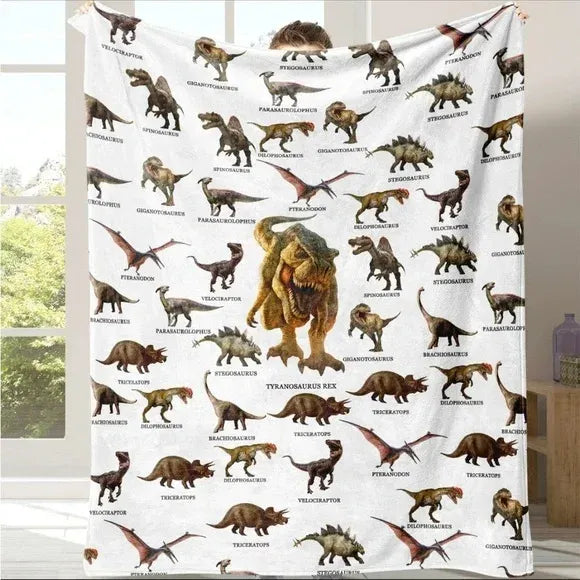 3D Dinosaur Fleece Blanket β Plush Sherpa Reversible Throw for Kids & Adults