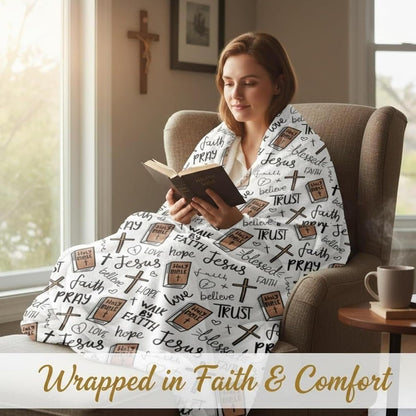 Christian Cross Throw Blanket – Soft Faith-Inspired Fleece for Home