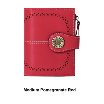 Small Women’s Leather Bifold Wallet with RFID & Zipper Coin Pocket