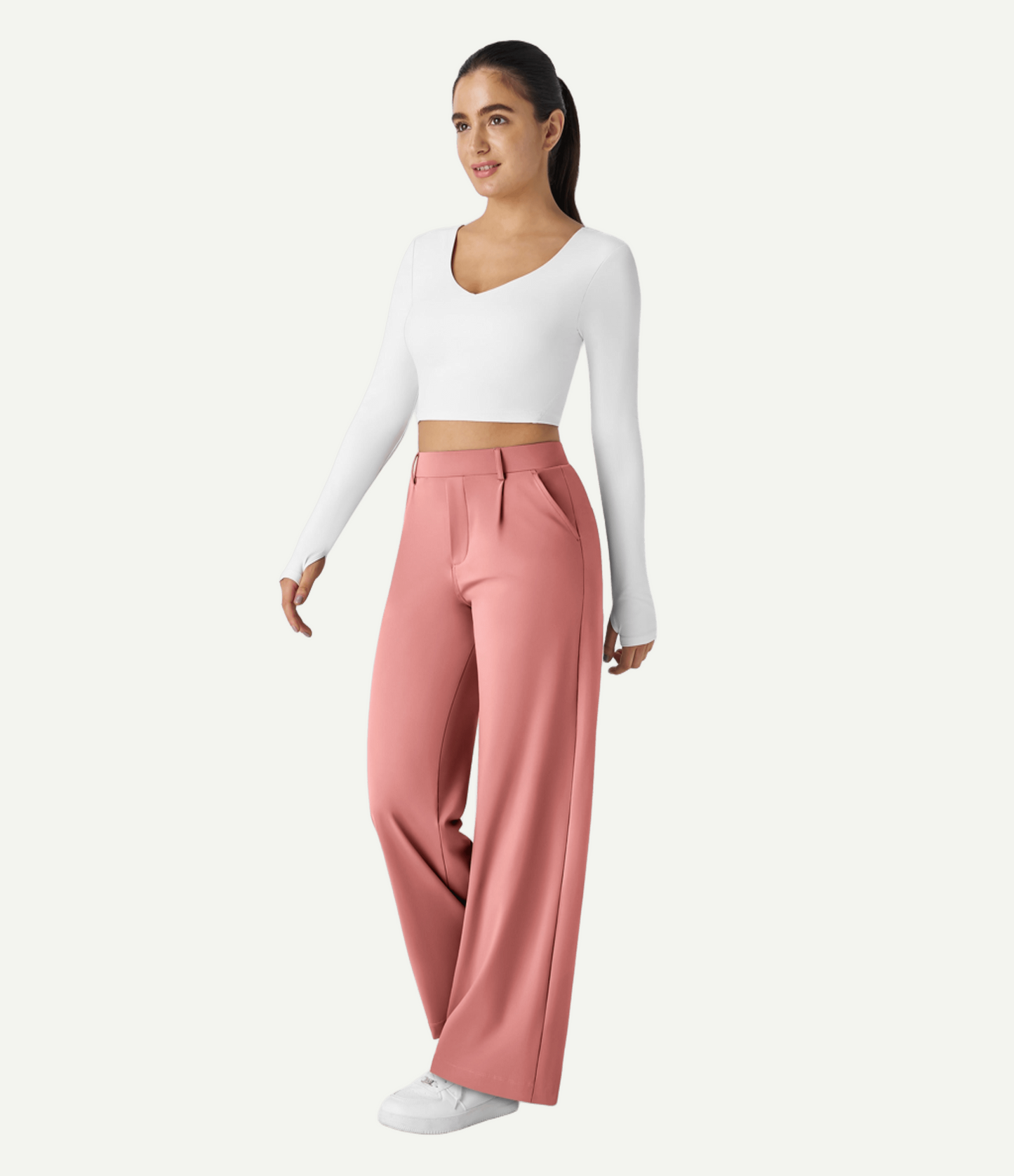 High Waisted Pocket Straight Leg Work Pants
