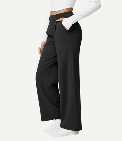 High Waisted Pocket Straight Leg Work Pants