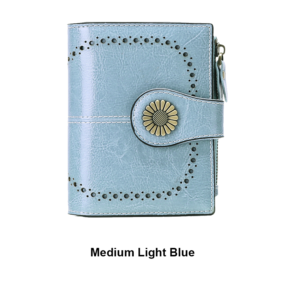 Small Women’s Leather Bifold Wallet with RFID & Zipper Coin Pocket