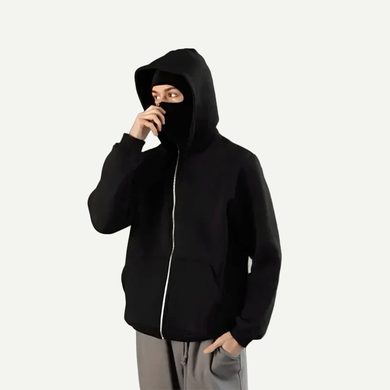 Double Hooded Zip Jacket Wind-resistant Winter Hoodies for Men