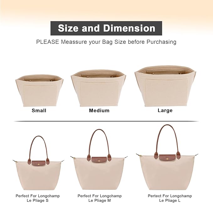 Felt Organizer Fits Longchamp le pliage L Handbag Insert