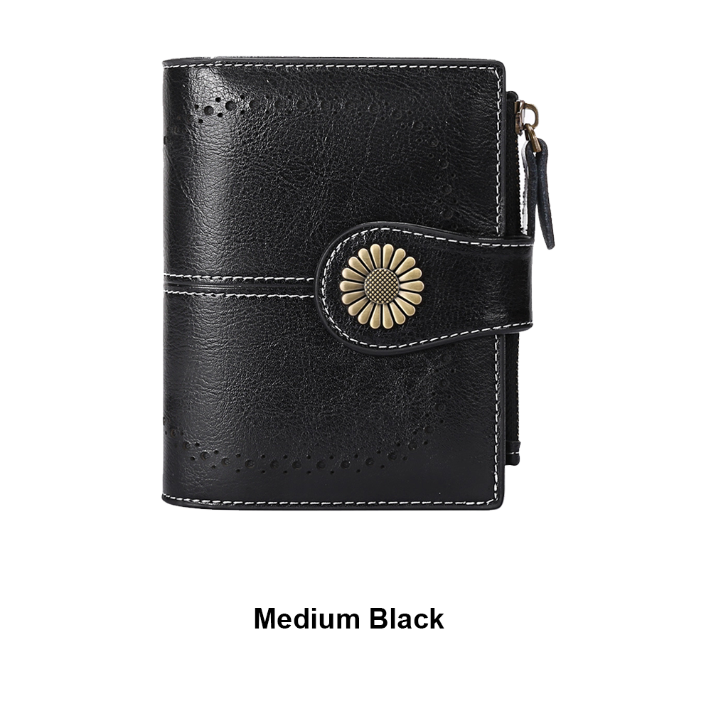 Small Women’s Leather Bifold Wallet with RFID & Zipper Coin Pocket