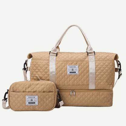 2Pcs Aril Travel Duffel Bag – Shoe Compartment + Toiletry Organizer