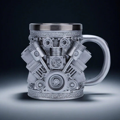 V6/V8 3D Engine Stainless Steel Mug — Rev Up Your Morning
