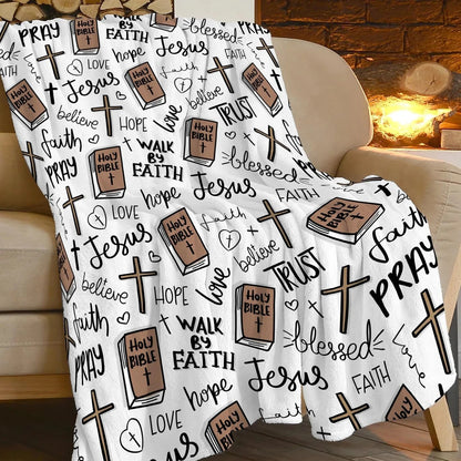 Christian Cross Throw Blanket – Soft Faith-Inspired Fleece for Home
